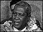 Albert Luthuli with garland around his neck