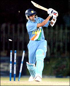 Ashish Nehra is bowled