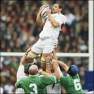 Steve Borthwick  wins a line-out for England