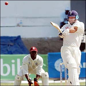 Graham Thorpe hits a boundary 