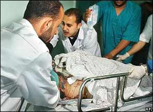 Rantissi being rushed into surgery