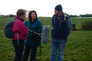 Clare, Lucy Lunt (Producer) and Rory Morrison. Clare asks Rory to do the closing announcement.