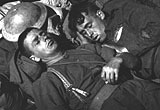 Troops asleep on their way back to the UK