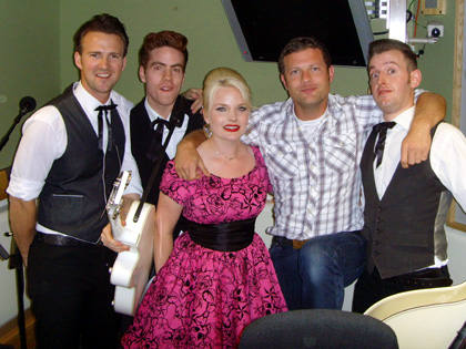 Dermot with Saturday Session guests Sinead And The Dawnbreakers