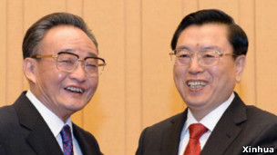 吳邦國（左）和張德江