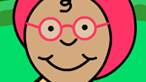 Bobin wearing a pink hat and pink framed glasses