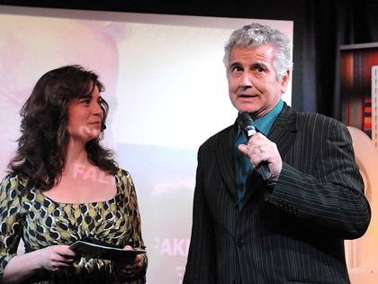 Mary Ann Kennedy with the winner of the Worldshaker award, Francis Falceto (image by Elliott Franks).