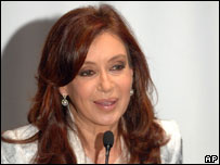 A candidata à presidência da Argentina, Cristina Kirchner