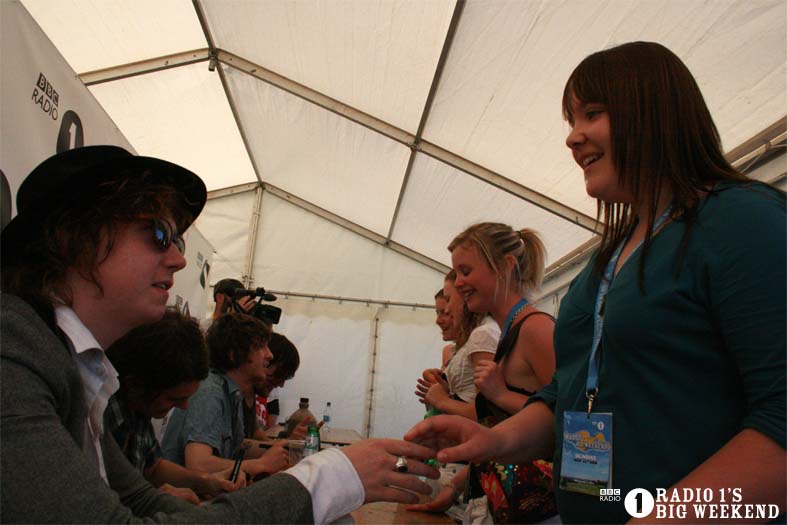 The Kooks in the signing tent