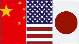 中日美国旗