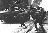 No. 4 Commander and DD tanks at Ouistrehem