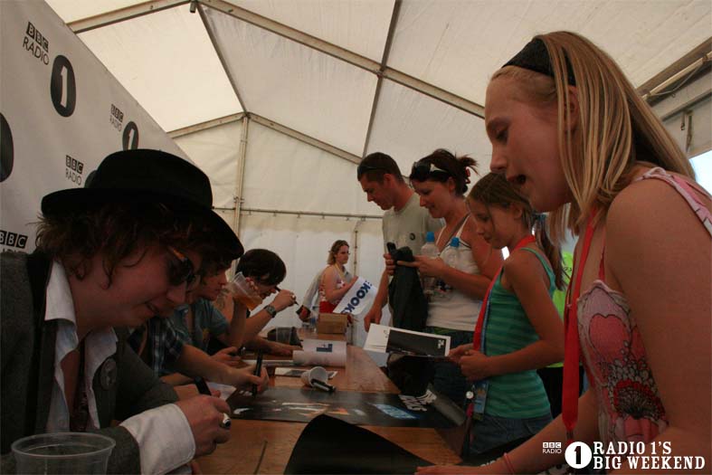 The Kooks in the signing tent