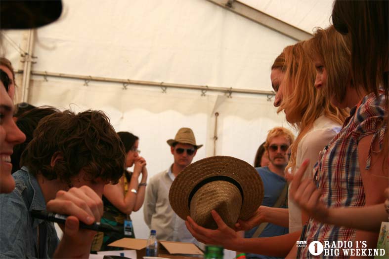 The Kooks in the signing tent