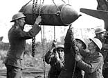 Loading a 15-inch howitzer near the Menin Road, in the Ypres Sector during World War One