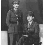 Two Irish Captains! Conal O'Donnell (standing) and his brother Dr Godfrey O'Donnell Cairo 1942.The pair had an  extraordinary desert meeting after Conal was blown up by an Italian grenade.