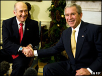 Hai ông George W Bush và Ehud Olmert