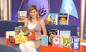 Blue Peter presenter Liz Barker with the shortlisted books