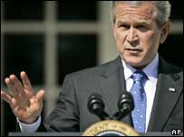 O presidente dos Estados Unidos, George W. Bush, durante coletiva nesta terça-feira 