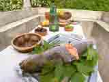 A reconstruction showing Roman food