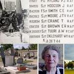 The grave of the Lancaster crew in the late 1940s, above.  Below, the grave today, Eliane Hubler in 2004 and the village of Rebréchien in 2004.
