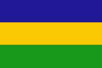 Lincolnshire Flag design 1 - 3 horizontal bands of blue  (at the top), gold and green.