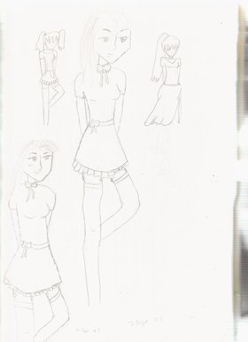 Manga girl practices