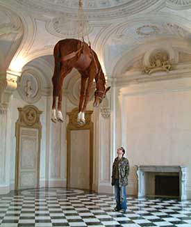 Ben Lewis views a work entitled Nineteenth Century by Marurizio Cattelan in Art Safari