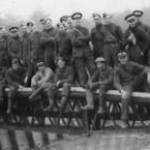 No.1 Y.0.s Class 142 OCTU RE builds Small Box Girder Bridge on  Fieldworks training, Aldershot 1939 (author seated fourth from left).