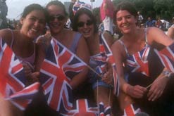 Girls with flags at the Proms in the Park 2000