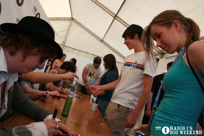 The Kooks in the signing tent