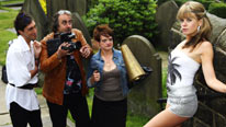Gemma (Anna Gilthorpe, right) tries to hog the limelight with Jeff (Ross Adams), Kenny (Angus Barnett) and Janet (Emma Kearney)