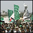 Protesto organizado pelo Hamas no sul da Faixa de Gaza contra o bloqueio israelense