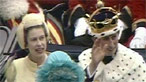 The Royal party head from Caernarfon Castle to the centre of the town.