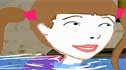 Sophie up to her neck in water