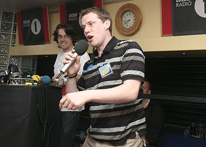 The Barrys and their friends singing Barryoke
