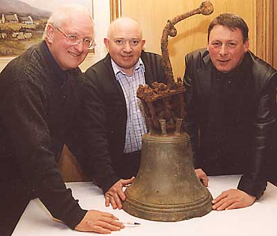 Bell finders Tommy Glenny, James Walsh and Robert Greenaway.  Photo courtesy of Tyrone Courier.