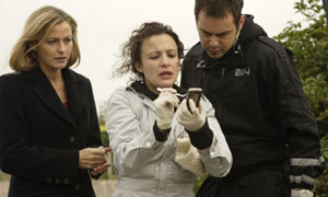 (L-R) Supt Kay Rousseau (Louise Lombard), Dr Georgina Austen (Lyndsey Marshal) and DS Matt Costello (Danny Dyer)