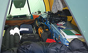 Inside Nikki's tent