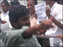 Journalists protesting a minister's threats (Library photo)