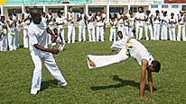 Astero FC training with capoeira