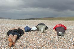 People on a beach relaxing