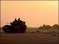 Tank in desert
