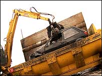 Car in crusher