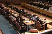 Image of the first meeting of the Civic Forum at the Waterfront Hall, Belfast, 9 October 2000