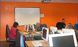 Students learning in the BBC  Sheffield learning centre