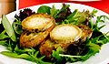 Green Salad With Lollo Rosso and Toasted Cheese