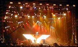 Saxon onstage with lots of lights