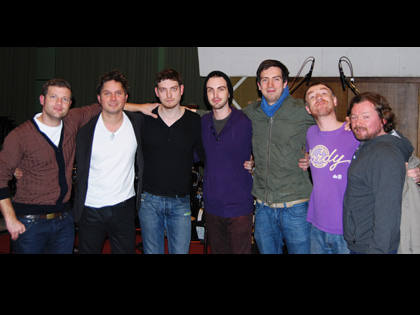 Dermot with the Snow Patrol boys.