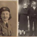 WAAF LAC1 Betty Cowan and her parents Elizabeth Cowan (née Ritson) and Walter John Cowan during World War Two. Cousin Betty died as result of bomb blast injuries in 1945.  Aunt Elizabeth and Uncle Walter are standing outside their home, 10 Countess Road, Bransty, Whitehaven.