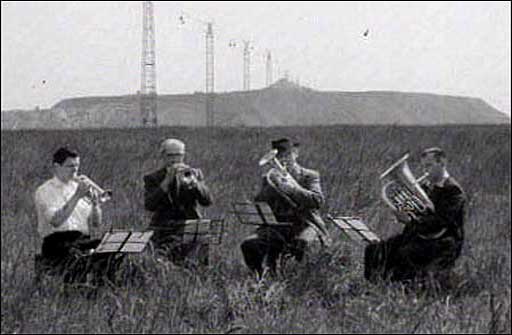 Brass band in field